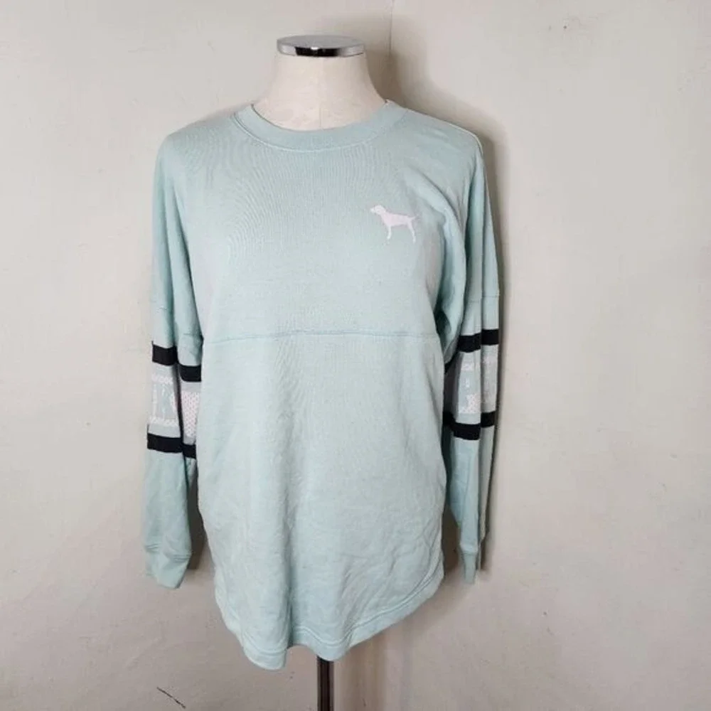 PINK Light Blue Oversized Pullover Women's Size XS